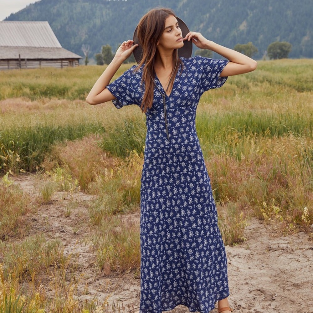 Christy Dawn Sequoia Dress in indigo Floral